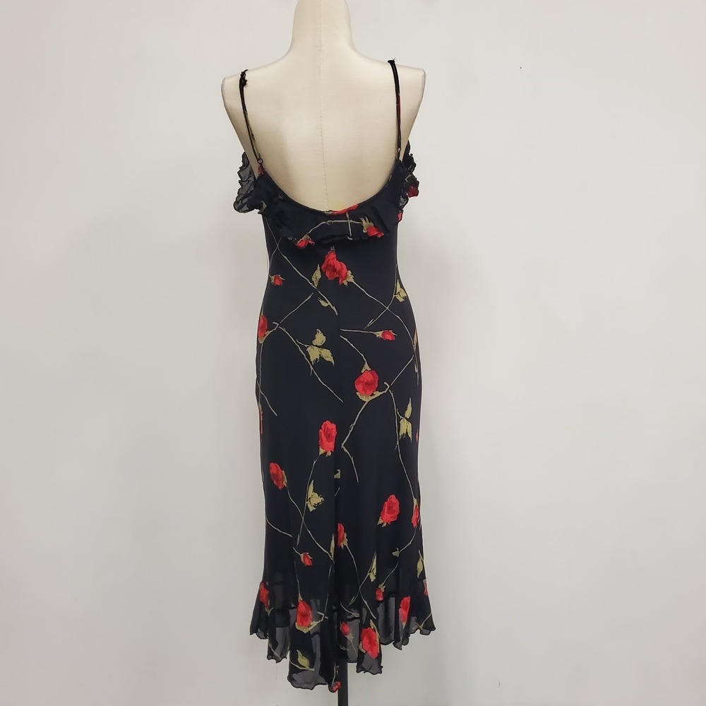 Betsey Johnson Vtg Dark Romantic Whimsigoth Y2K Fairy Dress Size 6 Rose Ruffle - Picture 3 of 16